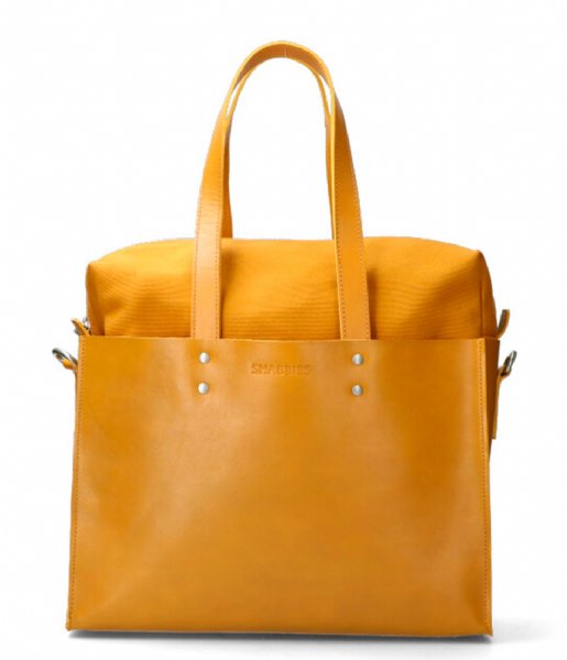 Shabbies  Handbag L Nat Dyed Smooth Leather With Canvas yellow